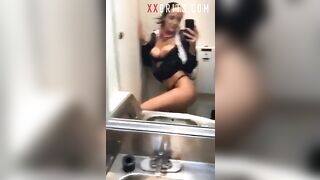 British Chav Air Hostess Slut Pleasuring Herself In Toilet